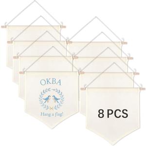 8 PCS Canvas Banners Wall Hanging Brooch Jewelry Storage Case Stand Enamel Pin Display, Sublimation blank Banner,Holder Earrings Necklace Pin Collection Organizer