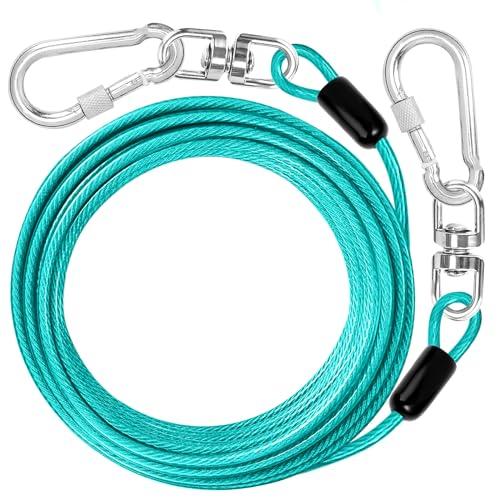 jenico Dog Tie Out Cable: 50 ft Dog Lead for Yard - Heavy Duty Chain Leash Outside for Small Large Dogs Up to 501 lbs - Outdoor Dog Runner Tether