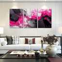 Black and Pink Abstract Wall Art for Office - Modern Art Wall Decor Living Room - Large 3 Piece Canvas Wall Art for Bedroom Size 24" x 36"