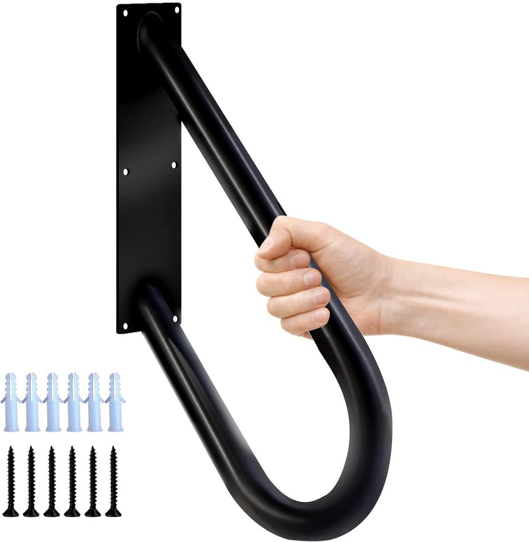 Handrails for Outdoor Steps, 27.5" Wall Mount Hand Railings for Stairs Outdoor, Non-Slip Porch Railing U Shape Stair Handrails for 1-3 Steps Outdoor Garage (1, 27.5 Inches)