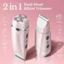 Bikini Trimmer for Women, 2 in 1 Electric Razors for Women Electric Shaver, IPX7 Waterproof Body Hair Trimmer Shaver,Replaceable Lady Facial Razor Bikini Trimmer for Legs Private (Pink)