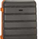 Rockland Melbourne Hardside Expandable Spinner Wheel Luggage, Checked Large 28", Charcoal