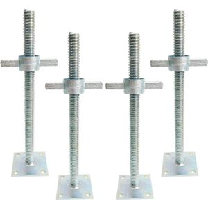 18" Scaffold Adjustable Leveling Jack Solid Screw Jacks with Big Wing Nut & Base Plate for Baker-Style Scaffolding, 4 Pack