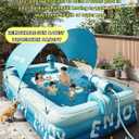 Inflatable Swimming Pool with Canopy & Air Pump & Inflatable Water Spray Gun, 118" Swimming Pool for Adults, Large Blow Up Pool Ideal for Family Backyard Garden Party, Outdoor Summer Fun