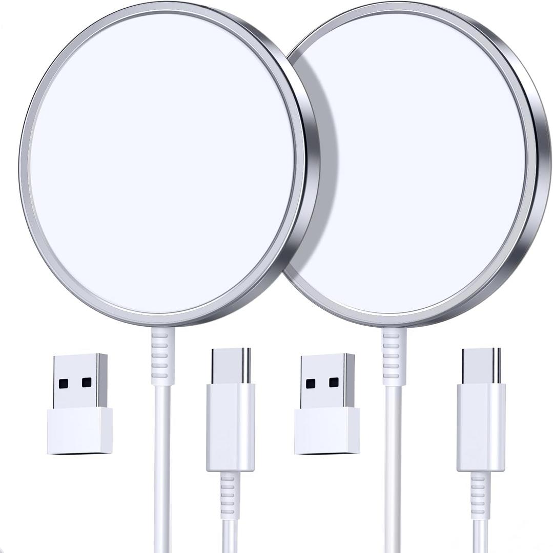 2 Pack Magnetic Wireless Charger for iPhone 17 Pro Max/17Pro/17 Air/17 15W Fast Mag Safe Charger Pad for iPhone 17/16/15/14/13 Series and AirPods 3/2/Pro 2/Pro