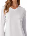 Women's Standard V-Neck UPF 50+ Long Sleeve Swim Rash Guard Shirt Quick Dry Lightweight Moisture Wicking (White, XL)