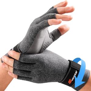 SueStar Arthritis Gloves with Removable Wrist Strap, Strengthen Compression Gloves for Arthritis, Carpal Tunnel Pain Relief, Rheumatoid, Tendonitis, Fingerless Computer for Women(XS)