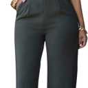 Pink Queen Jumpsuits for Women Dressy V Neck Sleeveless Wide Leg Long Pant Rompers Business Casual Outfits (S, Dark Green)