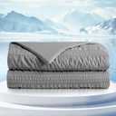 Cozy Bliss Seersucker Cooling Comforter Twin Size, Q-Max 0.4 Reversible Lightweight Cooling Throw Blanket, Breathable Silk Smooth Summer Bedding Quilt for Hot Sleepers Night Sweats Dark Grey