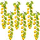 6 Pcs Artificial Lemon Garland 20 Inch Summer Lemon Fruit Vine with Green Leaves Fake Hanging Plants Greenery Decor for Home Garden Door Wall Mantle Wedding Party Table Decoration