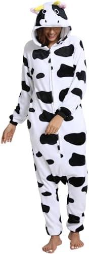 Hundredmore Unisex Adult Animal Onesie Pajamas, Men Women Flannel Halloween Cosplay Costume L