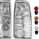 Tail Lights Assembly Compatible With 1999-2006 GMC Sierra 1500 2500 3500, for 1999-2002 Chevy Silverado 1500 2500, Rear Brake Lamps Chrome Housing with Clear Lens