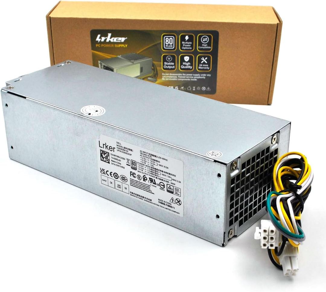 H260EBM-00 260W Connector:6Pin+4Pin Power Supply Compatible with Dell Optiplex 3050 3060 3050M 5050 5060 7050 7060 3080 5080 7080 5090 7090 7080MT Inspiron V3668 V3669 AC260AM-00 L260EBM-00 H7X3F