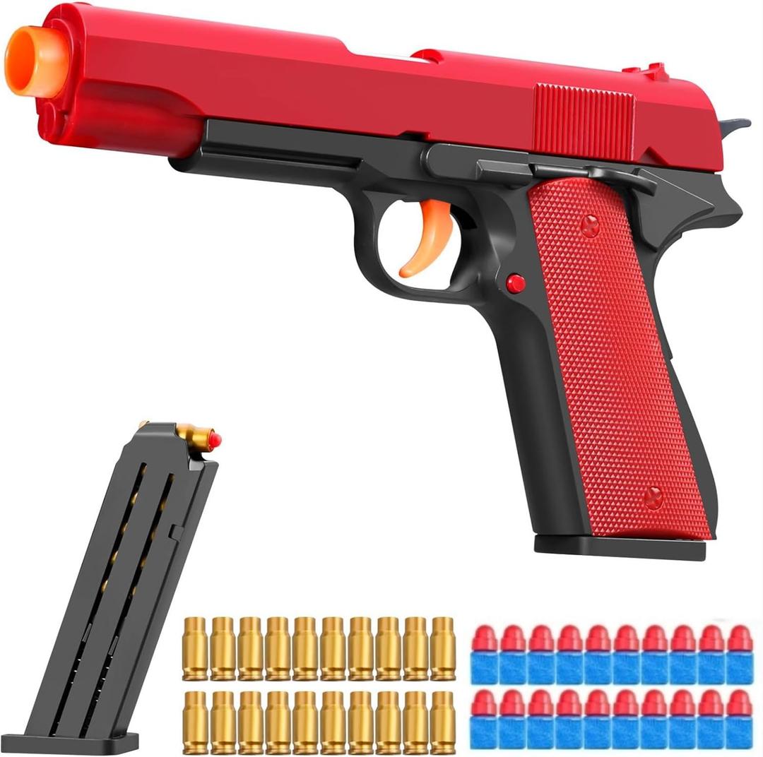 Manual Shell ejecting Pistol Soft Bullet Pellet Toy Gun Ball Blasters Realistic Dart Ammo Fake Prop Look Real Guns Shooting Game for Adults Under 10 Dollars Gifts for Age 12+ Years Old