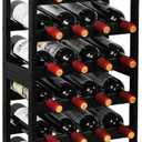 VASMIA Wine Rack Freestanding Floor, 6-Tier Display Wine Storage Shelves with Table Top, 24-Botttle Bamboo Wine Rack Shelf for Kitchen Bar Dining Room Living Room, Black