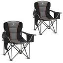 ALPHA CAMP Oversized Camping Folding Chair, Heavy Duty Support 450 LBS Steel Frame Collapsible Padded Arm Chair with Cup Holder Quad Lumbar Back, Portable for Outdoor