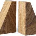 Karibiber Marble Bookends for Heavy Books, Decorative Book Ends for Shelves, Unique Marble Stone Durable and Heavy Book Ends for Hardback Books & CDS, Book Stopper/Holder, Set of 2(Moca Jade)