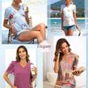 Anydeer Women's Summer Tunic Top Short Puff Sleeve Casual Tshirts Vneck Fashion Pullover Loose Blouse (Gray, XXL)