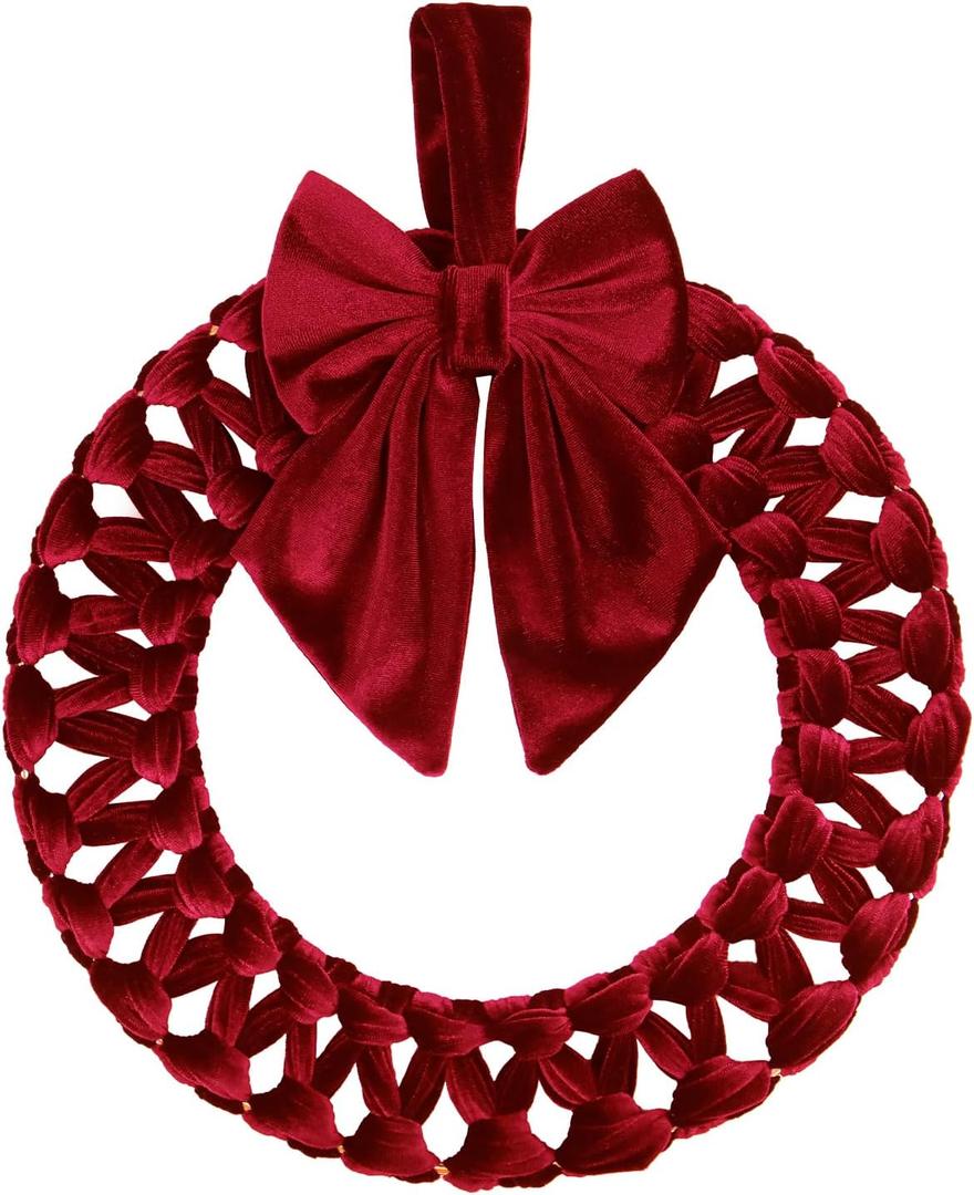 12 Velvet Christmas Wreath Front Door Red Wreaths Christmas Decorations Indoor Artificial Decor for Party Red Wreath
