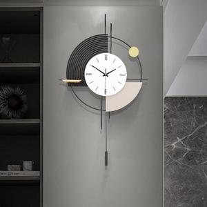 Wall Clock with Pendulum,Silent Quality Quartz Battery Operated,Large Wall Clock for Living Room Kitchen Home Bathroom Bedroom Wall Decor,17.7x31inch (A-black Beige)