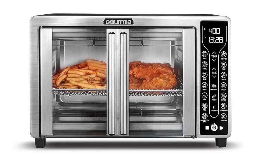 Gourmia Toaster Oven Air Fryer Combo, 17 Cooking Presets, 1700W, French Door Digital Air Fryer Oven, 24L Capacity, Stainless Steel, Model GTF7655 – Includes Accessories: Convection Rack, Baking Pan, Crumb Tray, and Recipe Book, Large Size