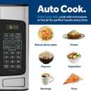 GE Compact Countertop Microwave Oven, 1.1 Cubic Ft., 950w Capacity, 6 Auto Cook Settings, Child-Lock Technology, Dorm Room, Apartment, Stainless Steel