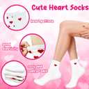 Haawooky 8 Pairs Cute Heart White Red Socks,2 Styles Ankle Socks for Women,Frilly Fun Heart Pattern Crew Socks for Valentine's Day Gift,Women Girls