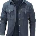 Mens Flannel Lined Lightwight Casual Snaps Plaid Shacket Shirt Jacket with Pockets (X-Large, Blue)