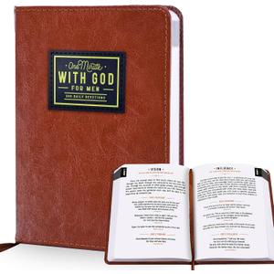 2026 One Minute WITH GOD for Men - 365 Days Bible Daily Devotional Journal- Mens Bibles Study Prayer Book - Brown Leather Bible Planner Guide - Gift for Dad Christian Beginners