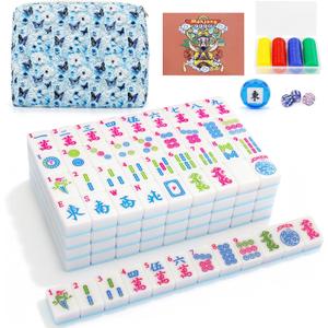 Jolitac American Mahjong Game Set, 166 Premium Tiles, 1.2-inch Mahjong Tile Set with Sturdy Carrying Bag, Thickened Mah-Jongg Tiles Bag Portable Travel Complete Mahjong Set
