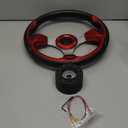 QYMOPAY 12.5 Inch Boat Steering Wheel With 3/4" Axle Marine Adapter, Anti-Slip for Boats, Yachts, Pontoon Boats, Red