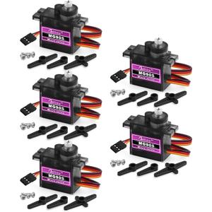 5 Pack Mg90s Servo Motor 9g Micro Servos Kits Metal Gear for DIY Smart Robot Toys RC Toy Car Model Helicopter RC Boat