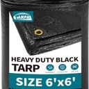 TARPAL tarp Waterproof 6x6 Feet Black Heavy Duty tarps 14mil polyethylene tarps Multifunctional Tarpaulin，Snow or UV Protection,Suitable for Outdoor Furniture, awnings,Roofs,Tents tarp Cover