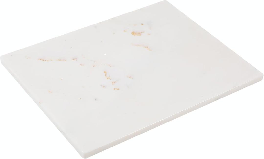 Marble Cutting Board, Large Marble Slab Pastry Board With Non-Slip Feet For Baking, Cheese, Charcuterie, Chocolate, 16x20 Inch