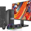 Dell OptiPlex 5050 Desktop Computers with 24" Monitor PC Bundle,Intel i7-6700 3.4GHz,32GB DDR4 Ram New 512GB M.2 NVMe SSD,Intel AX200 Built-in WiFi 6,Bluetooth 5.2,HDMI,Windows 11 Pro