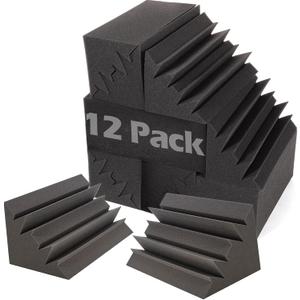 Acoustic Foam Bass Traps -12 Pack Wall Corner Studio Foam Blocks 12" X 7" X 7" Low-Frequency Sound Absorption Material for Home Studio and Theater etc. (12 Pack, Bass traps)