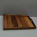 Large Acacia Wooden Serving Tray with Handles 20 x 14 inch Decorative Coffee Table Ottoman Tray for Living Room Extra Large for Kitchen Dinner Food Bar Breakfast in Bed (Color Natural)