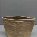 Dahey Jute Rope Plant Basket Modern Woven Storage Basket for 10.5" Indoor Planter, Decorative Flower Pots Cover Laundry Bin with Handle Rustic Home Decor, Beige