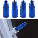 4PCS Car Tire Valve Stem Caps, Bullet Style Dustproof Vehicle Air Cover, Aluminum Alloy Waterproof Automotive Valve Dust Caps Accessories, Universal for Trucks, Bikes, Motorcycles (Blue)