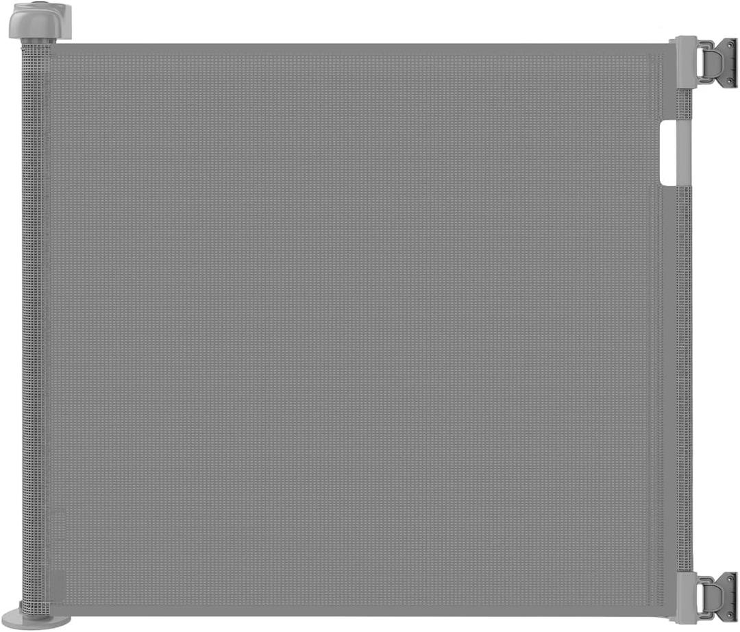 Retractable Baby Gate for Stairs  33 Height, Expands up to 55 Width  Safety Gate for Infants, Toddlers, Dogs & Pets  Easy Install, Secure Closure, Gray Mesh Design for Indoor & Outdoor Use