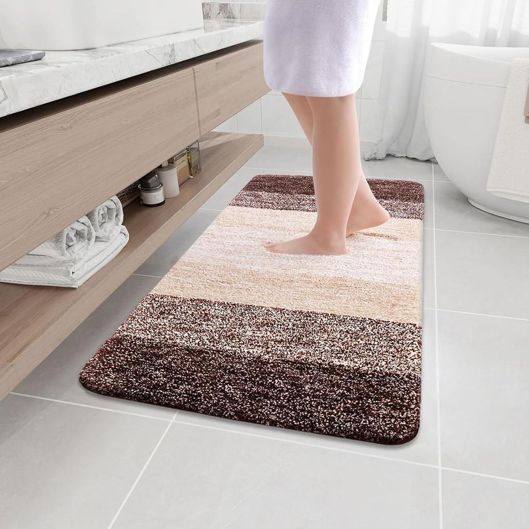 Arotive Microfiber Bathroom Rugs, Shaggy Soft and Absorbent Bath Rug, Non-Slip, Thick Plush Machine Washable Dry Bath Mats for Bathroom, Tub and Shower, 40x24, Brown, Rectangular