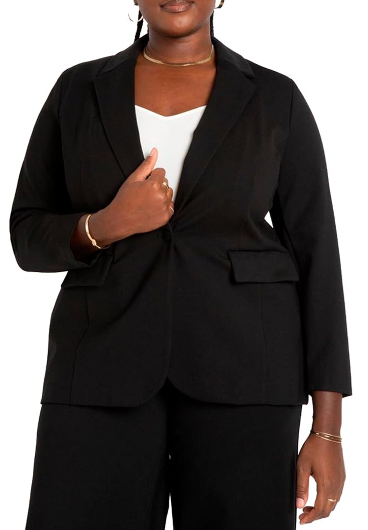 KIRUNDO Women's Plus Size The Ultimate Stretch Long One Button Blazer, Size XL