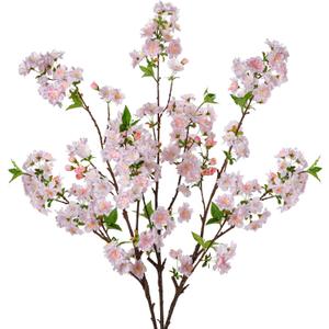 39" Tall Cherry Blossom Branches for Vase Faux Cherry Flowers Light Pink Peach Blossom for Floral Arrangements Artificial Apple Blossom Silk Tall Stems for Home Wedding Table Decor-3 Pcs
