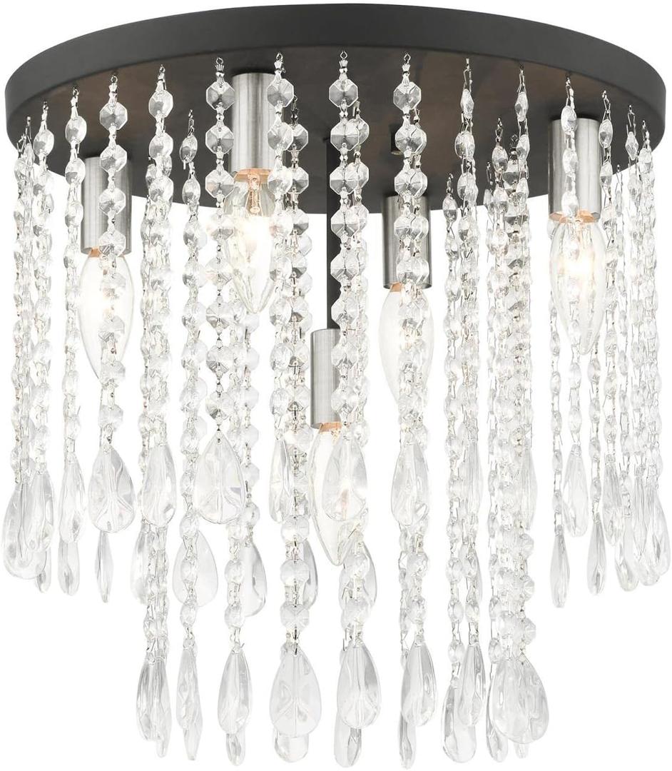 Livex Lighting 5 Light Black Flush Mount, 13.75 x 13.75 x 13.75