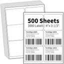 500 Sheets 4" x 3-1/3" Shipping Labels, 6 Labels/Sheet, 3000 Total | Compatible with Laser & Inkjet Printers, Strong Adhesive, Simple to Peel, Perfect for Mail Address Paper
