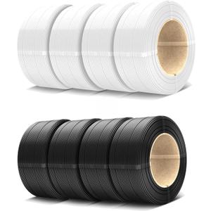 SUNLU PLA Refill 3D Printer Filament 1.75mm 500g*4 Black and PLA Refill Filament 500g*4 White,Total 4KG