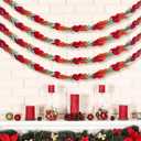 Suncalla 6 Pcs 72" Red Felt Garland Leaves Decorations for Home, Tree Felt Garland, New Year 540 Red Green Leaves Banner, Fall Rattan for New Year Themed Party, Mantel Wall Home Decoration