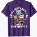 Cats Side Quest Distracted Tabletop Funny Men Women Kids Dad T-Shirt Large