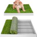 SunTurf Dog Grass Pad with Tray, Dog Litter Box, Porch Potty for Puppy Pee Training, Indoor Portable Fake Grass Pee Pad System, Artificial Grass + Pee Pad Holder