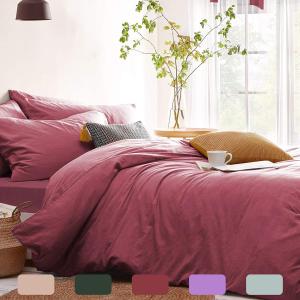 Rose Red Duvet Cover 3 Pcs Queen Size Hot Pink Bedding Set Soft Microfiber Minimalist Style Pink Duvet Cover Set with Zipper Corner Ties (No Comforter)